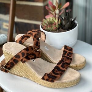 Leopard Print Wedge Sandals